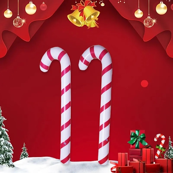 Jul Uppblåsbara Gångkäppar Jul Ute Godis Färgfärgade Uppblåsbara Gångkäppar
