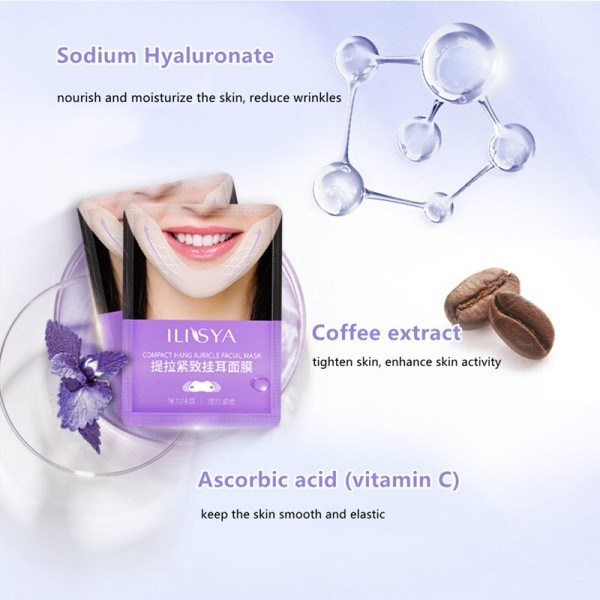 5st- V-formad gel ansikte lyftande mask öron krok dubbel haka bandage V form fuktgivande