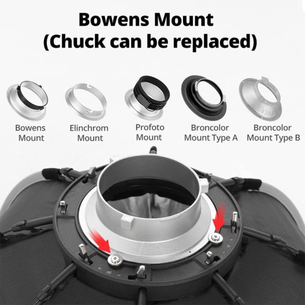 Sammenfoldelig Octagon Softbox Bowens Mount for  Video Light