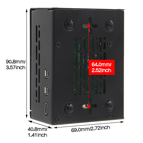 Geekbord Raspberry Pi 5 Case (P579-V2) | Support PCIe M.2 NVMe SSD Shield Top X1001 / X1003 / X1000 / X1004   Aktiv Kylare