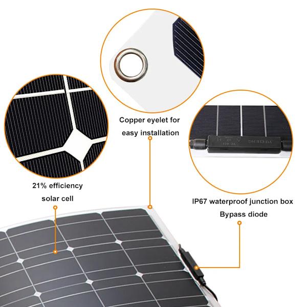 Sol panel kit og 300w 200w 100w fleksible solpaneler