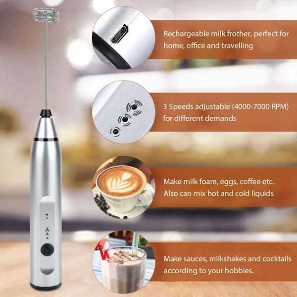Trådløs Melk skummer Elektrisk Håndholdt Blender Med USB Elektrisk Mini Kaffetrakter