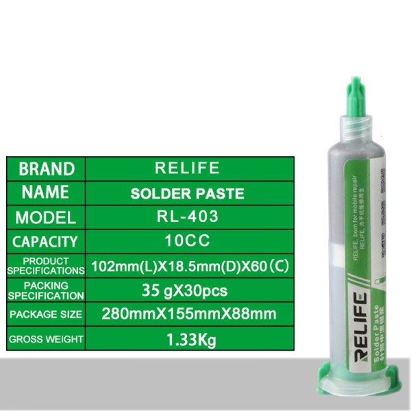 10CC Høj Kvalitet Lodde Paste Flux No-clean Original RELIFE Lodning Paste RL-403 Lodde Tin Flux