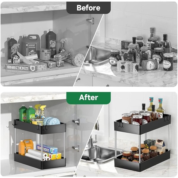 Under Sink Förvaring Arrangör 2 nivå Låda Mångsidigt ställ