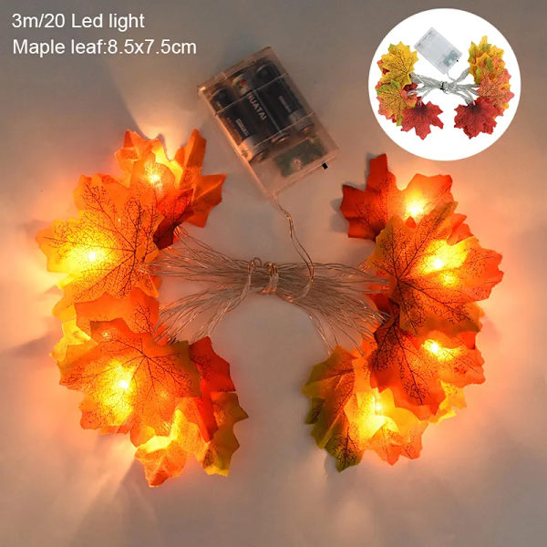 Maple Leaf Light String Fake Autumn Leaves LED Keiju Seppele joulu Kiitospäivä Halloween juhla