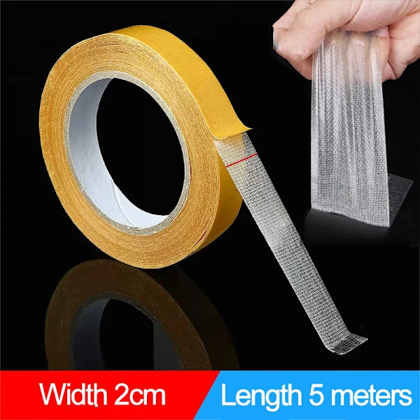 1 Rull 5M Dubbel Sided Tejp Hög Viskositet Grid Fiber Transparent Dubbel Sided Tejp Klibbig Adhesiv Fiber Mesh Tejp