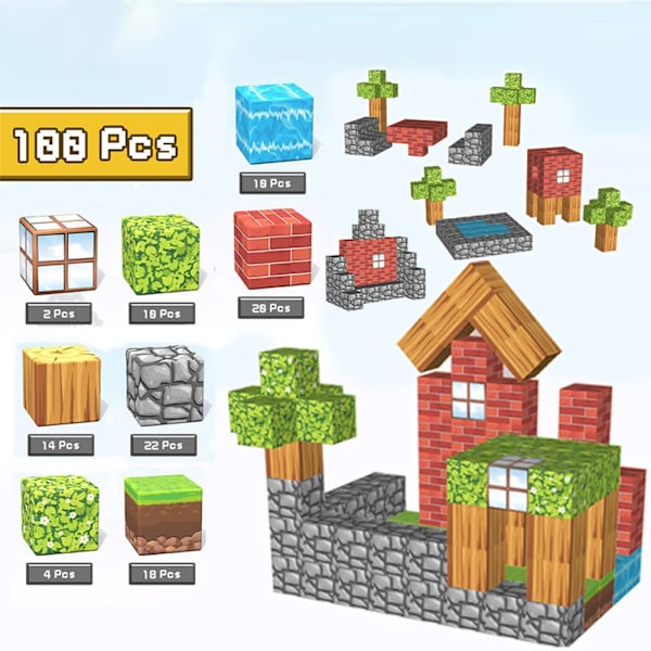 192 bitar Magnetisk Byggnad block Min Magnet World Set Leksaker
