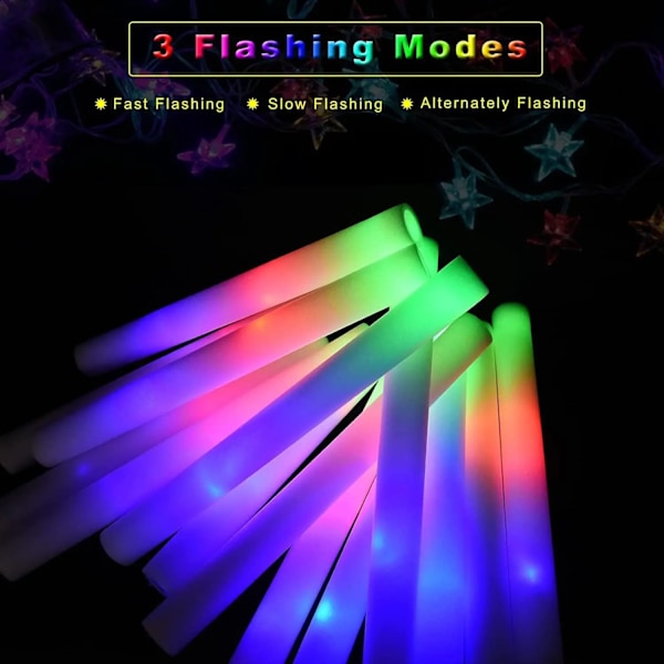 30 bitar Fuam Glow Sticks med 3 Modes Colorful Led Blinkande Glow Stick