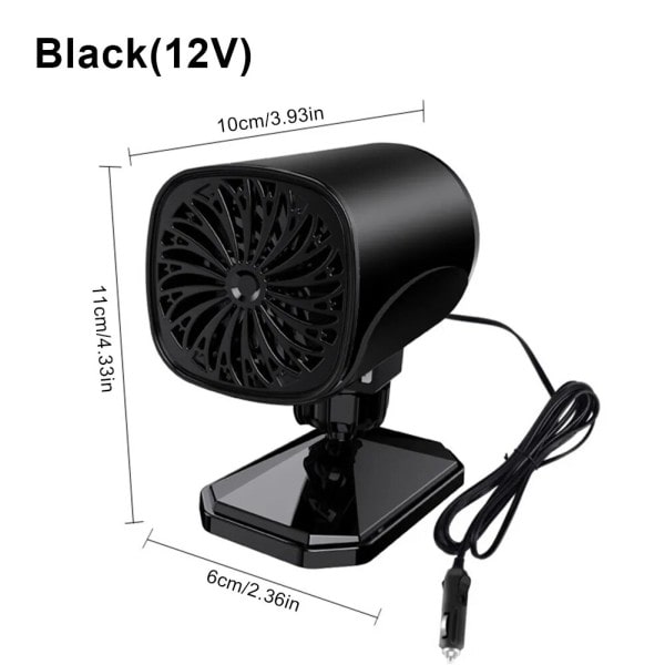 2 in 1 auto lämmitin 12V 150W kannettava auto tuuletin lämmitys ja jäähdytys 360 astetta pyörivä huurteenpoisto huurteenpoisto talvi lämmitys tuuletin
