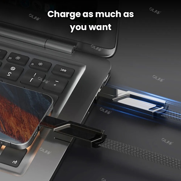 2 meter 4 in 1 100W Hurtig Opladning USB Type C Til USB C / Lighting Kabel