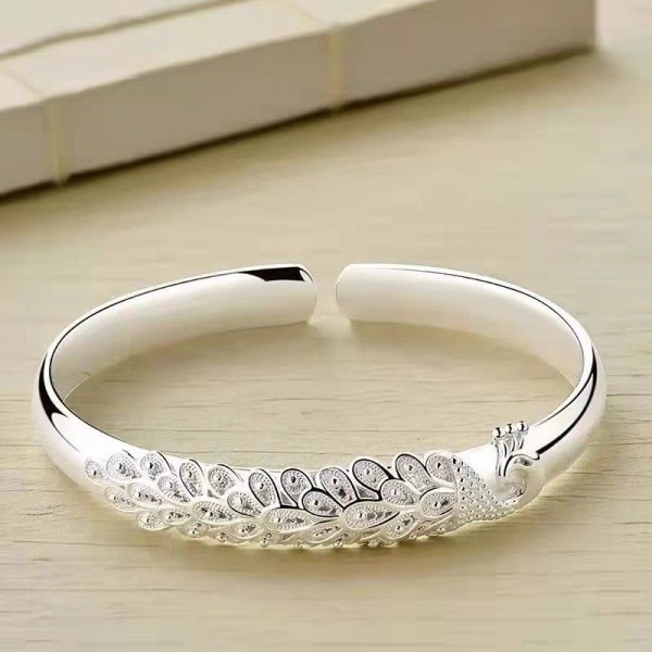 Ny 925 sterling sølv elegant Påfugl åpning skjerm armbånd armbånd for kvinner