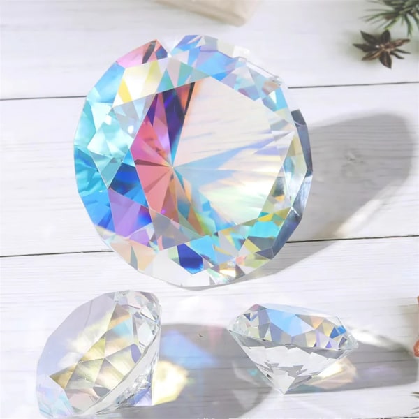 80mm AB Fargerike K9 Krystall Diamant Papirvekt Dekorativ Rainbow Maker Prism Glass Diamanter