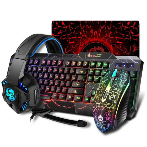Gaming tangentbord mus LED andning bakgrundsbelysning ergonomi pro  kombos USB kabel full nyckel