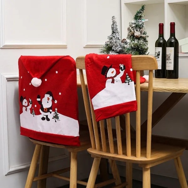 Jul pynt jule stol trekk nissen claus snømann stol sleeve