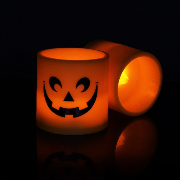 Halloween stearinlys lys LED fargerik lysestake bord plate dekorasjon gresskar fest stearinlys lys