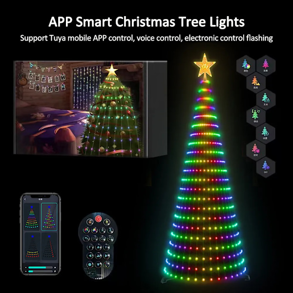 Smart Julelys med Bluetooth APP & Fjernkontroll