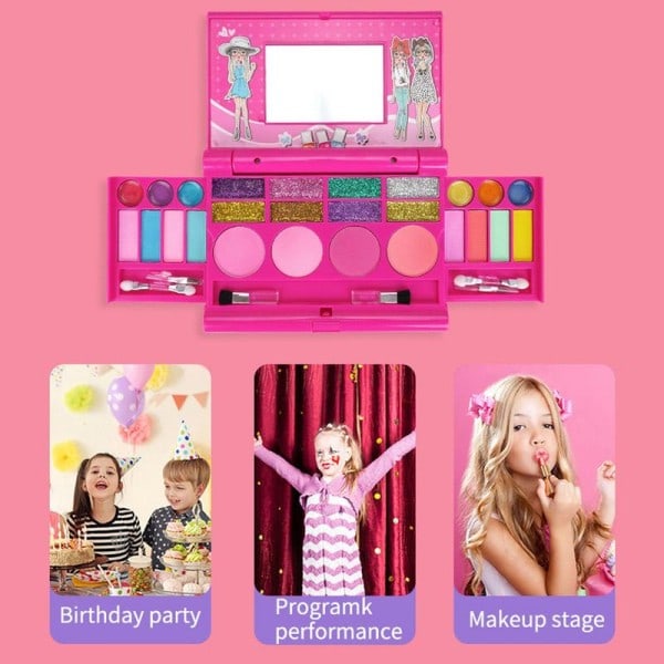 Smink Kit Toy Set För Flickor Bärbar Låtsas Smink Kosmetika Tillbehör För Flickor