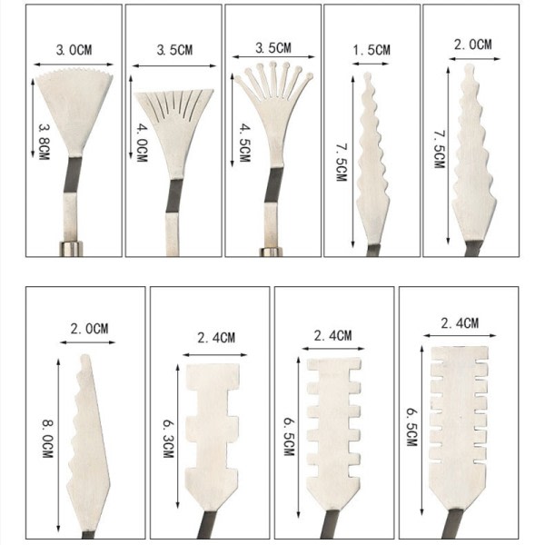9 stk Blomster Kunst Skraber Tekstur Kunst Palette Kniv Specialformet skraber