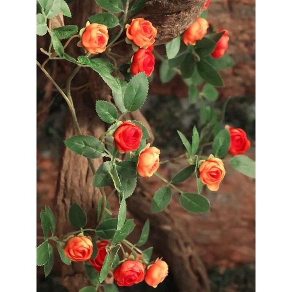 Kunstig Rose Blomster Rattan Vine Twine Og Fest Bryllup Hjem Gjerde Vegg Dekorasjon