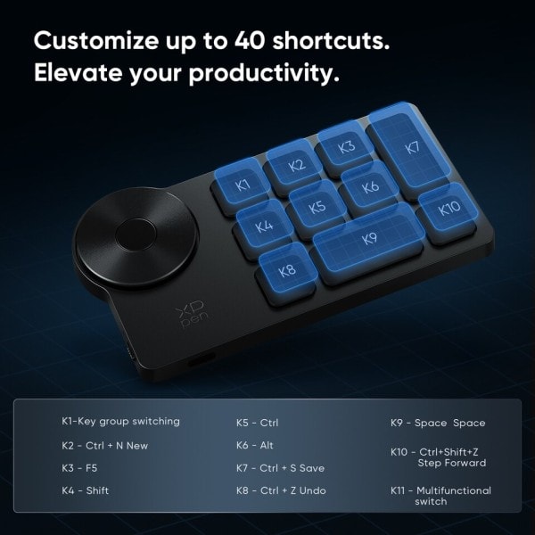 Trådløs snarvei fjernkontroll 10 tilpasset snarvei taster tastatur for tegning nettbrett grafikk nettbrett skjerm