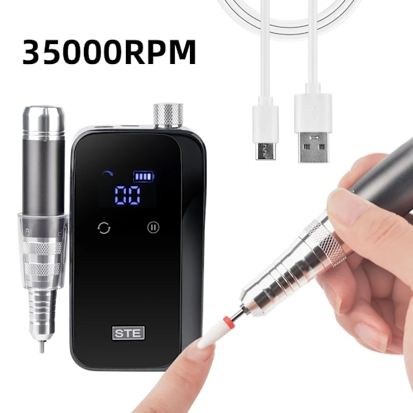 35000 RPM Negle Drill Maskine Brushless Drive Manicure Machine Elektrisk Nail Drill Genopladelig Trådløs Negle Gel Polermaskine Værktøj