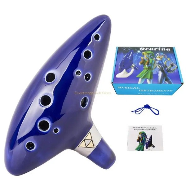 12 hål The Legend Ocarina of Time Blue Alto C Flöjt Vind Instrument Naturligt Ljud Lätt Att Lära Fin