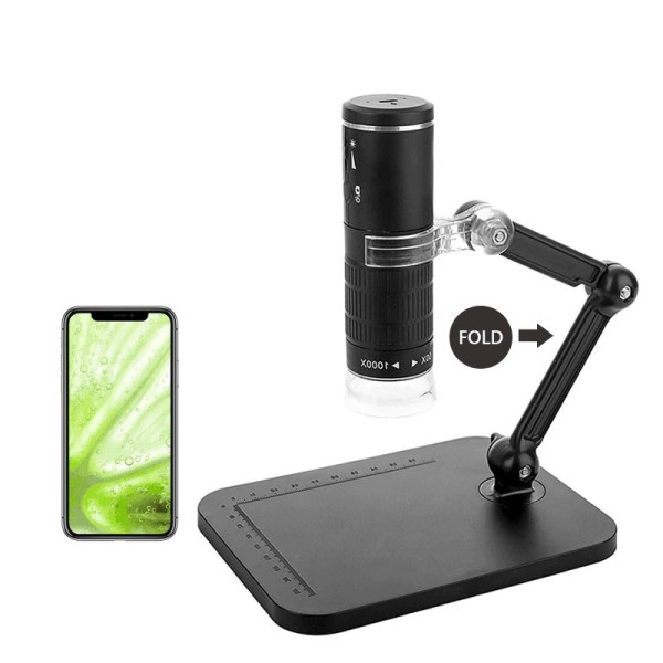 Trådlöst Digital Mikroskop Handhållen USB HD Inspektion Kamera 50x-1000x Förstoring med flexibelt ställ