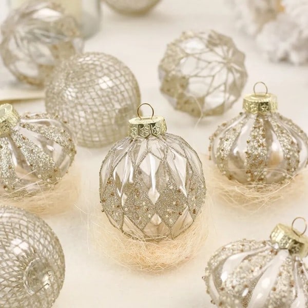 Jul Ball Dekorationer Transparent Målat PET Jul Ball Set Ornament