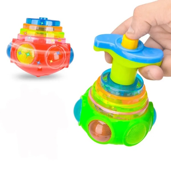 1st Glutinous Gyroscope Backed Round Lluminous Toy Light Music Rotating Gyro Slumped Color Gyro