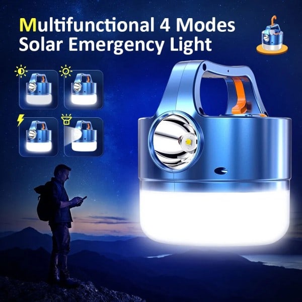 Bärbar Super Ljus LED Spotlight Solar Tält Ljus Nödläge Natt Marknad Ljus