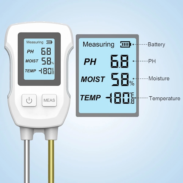 3in1 jord PH testare LCD skärm jord termometer PH temperatur fuktighet mätare jord testare