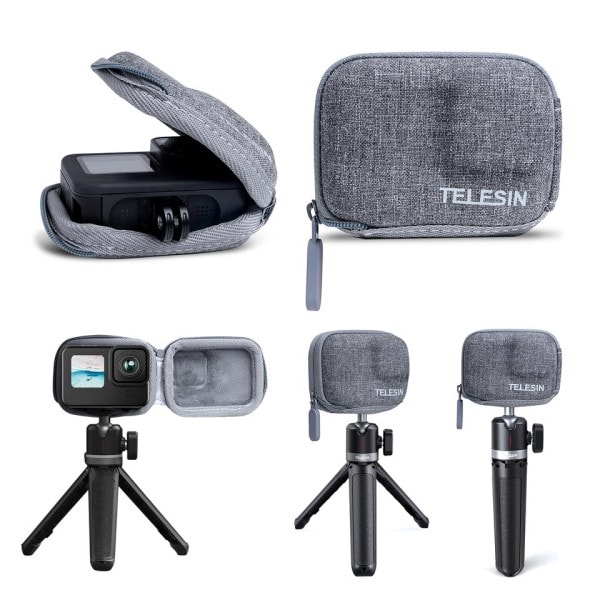 Mini Oppbevaring Beskyttelse Veske Børstet Halvt Åpen Hurtig Utløsning Bæreveske for GoPro 11 Hero 11 GoPro 10 Hero 10 9 Black