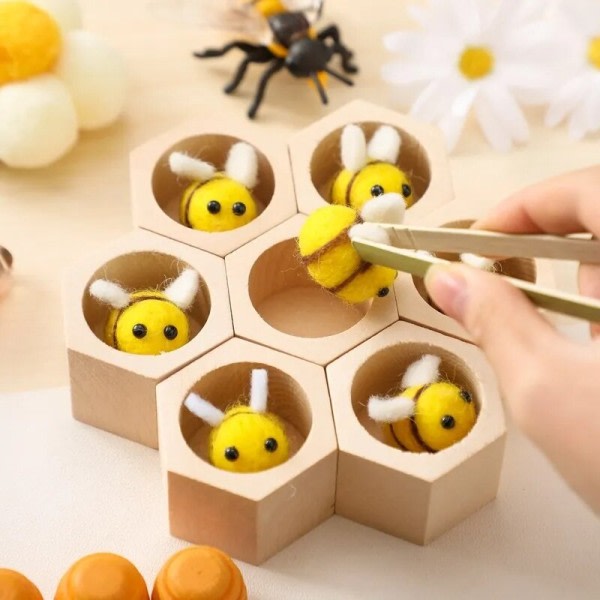 Trä bikupa leksak barn's pedagogisk upplysning leksaker tidig utbildning montessori spel liten bi leksak