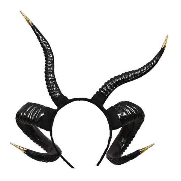 Gothic Punk Kvinnor Antilop Får Horn Panband Skog Djur Cosplay Hår Hoop Halloween Masquerade Devil Dräkt