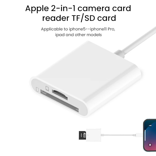 2 in 1 OTG Card Reader Adapter for iPhone 14 13 12 11 Pro Max Micro SD TF Smart Memory Card Reading Converter Mini Card  Läsare
