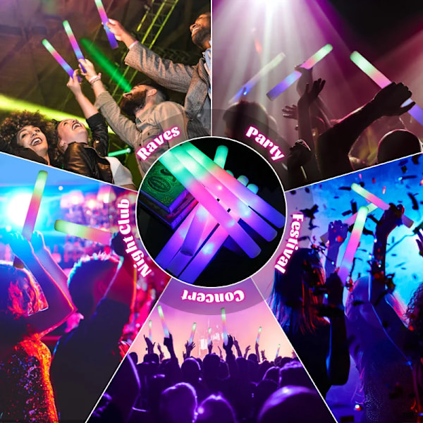 30 stykker LED Glow Sticks Bulk Farverig RGB Glow Foam Stick  Tube Mørk Lys til jul fødselsdag bryllup fest forsyninger