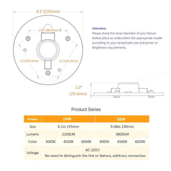 36W LED Ring PANEL Cirkel Ljus
