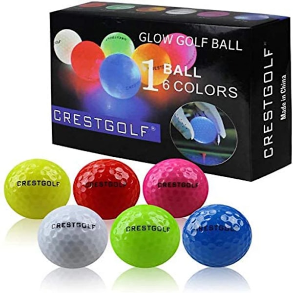 30 delar LED Golf bollar för natten glöd i mörkret golfboll med 4 ljus Super Ljus Sex färger