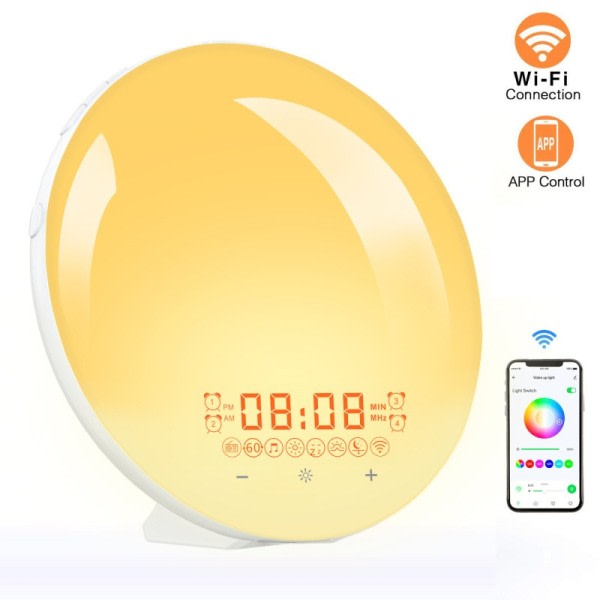 Älykäs WIFI yö valo digitaalinen herätys ylös valo  herätys kello auringonnousu/Sunset Smart Life APP Control