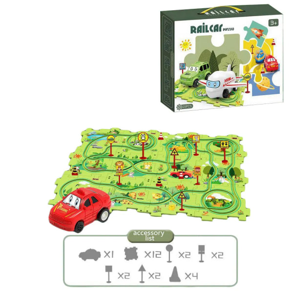 Puslespil Sæt Børn'S Legetøj Multifunktionelt Jernbane Bil Mini Vej skilte Gør-det-selv puslespil legetøj