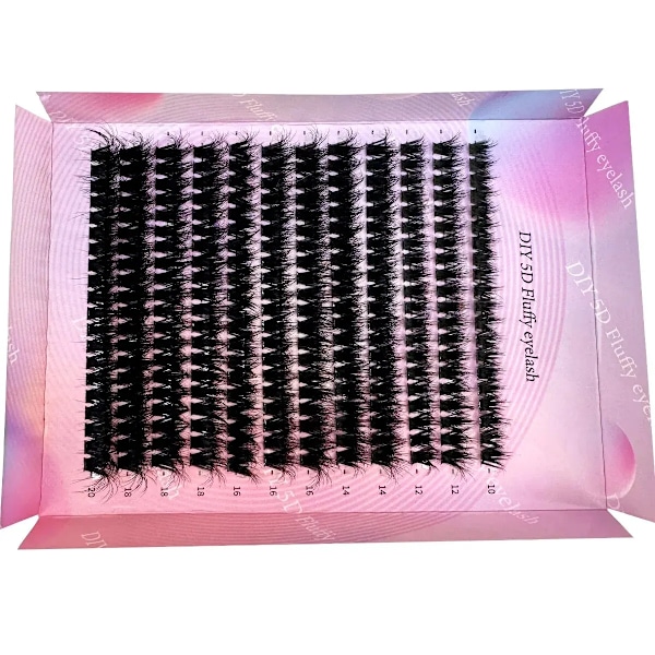 240 kpl DIY 5D Fluffy Ripset Ripset 100D Paksut Ripset CC Curl Wispy Yksittäiset Ripset 10-20mm Cluster Ripsien pidennykset