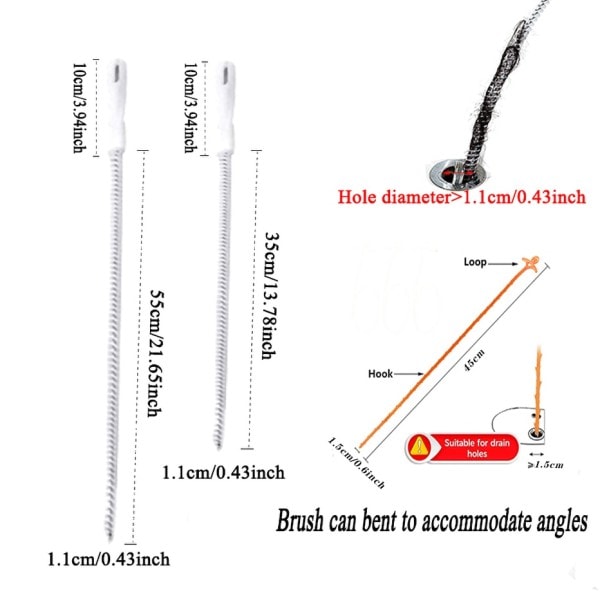 65cm joustava tyhjennys hiukset käärme tukos poistoaine pesuallas kylpyhuone putki puhdistusaine poisto harja