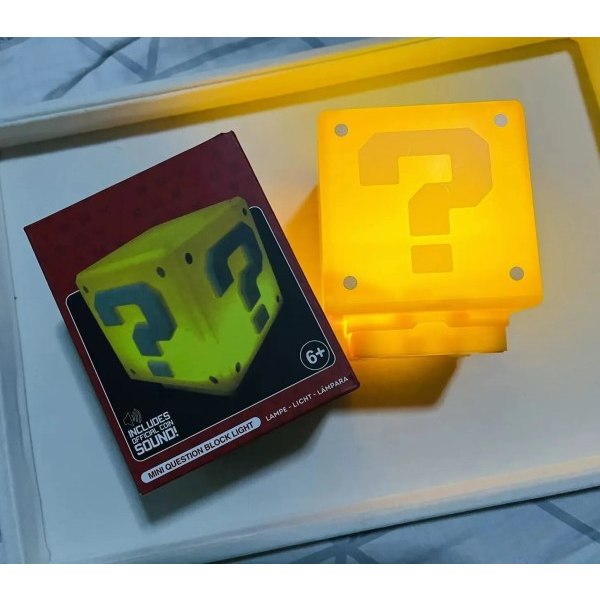 8 cm Super Mario Bros Lampe Spørgsmålstegn Brick Musik Nat Lys Lyd Usb Opladning Skrivebord Lys