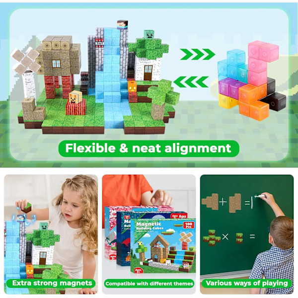 192 bitar Magnetisk Byggnad block Min Magnet World Set Leksaker