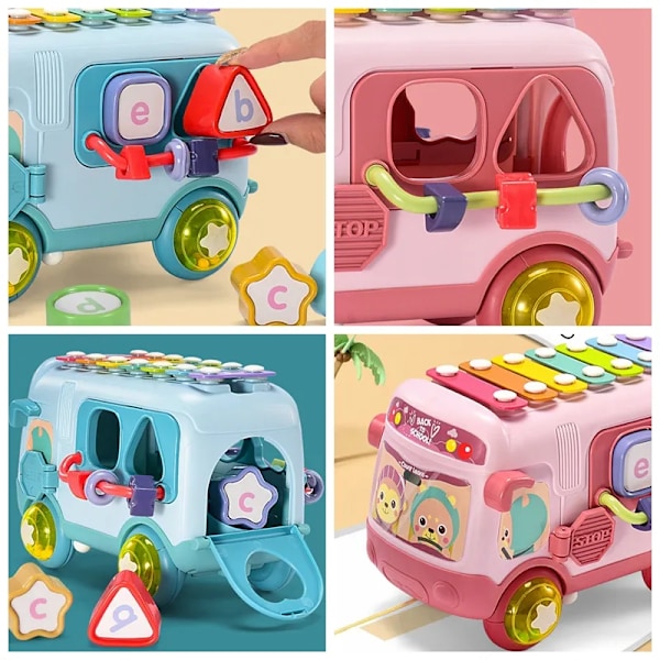 Baby Enlighten Rejse Bus Musical Legetøj i 0-18 Måneder Småbørn Klaver Raller