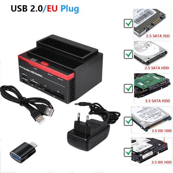 Hård Disk Dockning Station Hård Disk Kåpa HDD SSD Extern HD Kort Läsare USB Hub