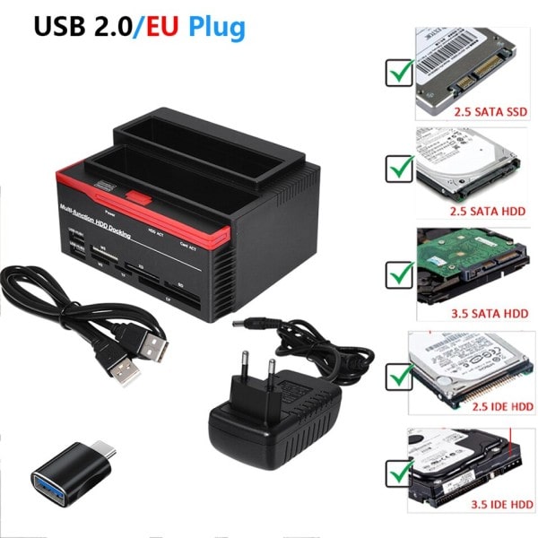 Hard Drev Docking Station Hard Disk Indkapsling HDD SSD Ekstern HD Kort Læser USB Hub