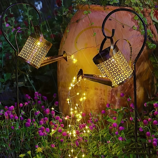 Stor Retro Metal Lantern Solar Vanning Kanne Lys