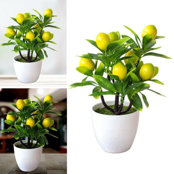 Konstgjord citron träd 18cm*24cm konstgjord kruka blommor falsk falsk växt