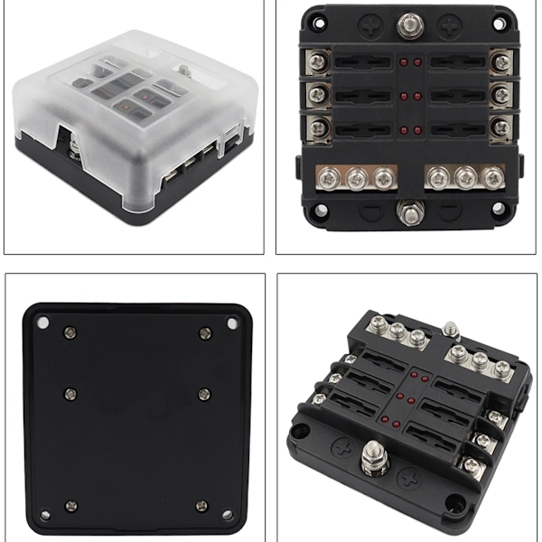 Bil Båt säkring låda hållare med 6 vägar blad säkring hållare block varning indikator 12V 36V ström fördelning panel kort